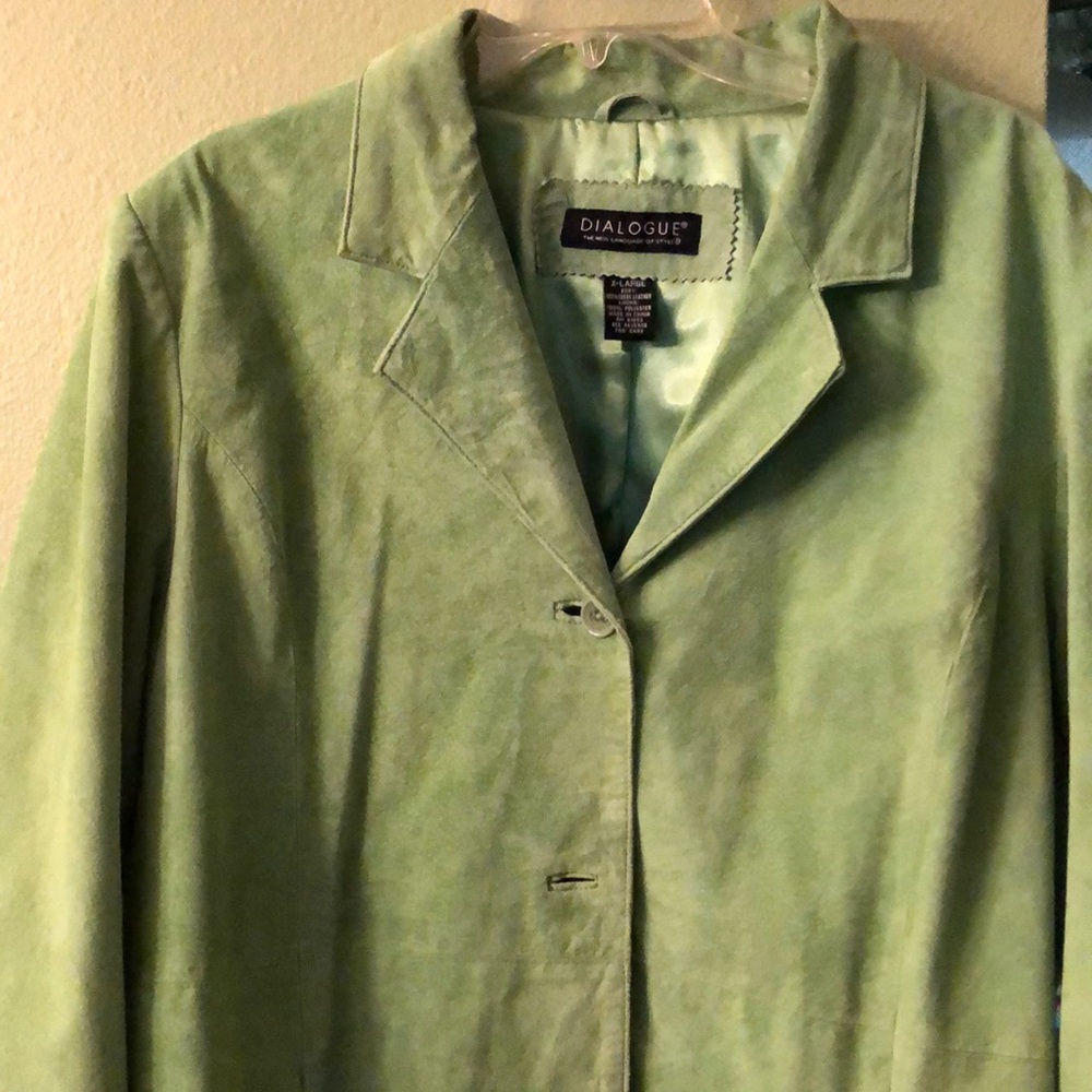 Gorgeous lime green suede jacket.